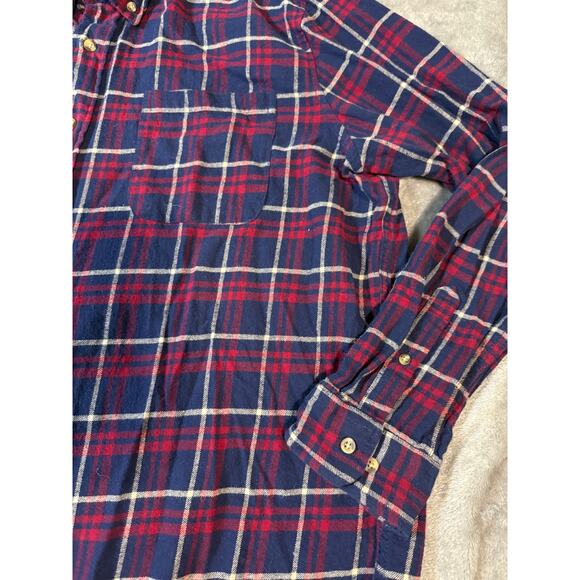 Saddlebred SZ XXL 100% Cotton Blue Red Plaid Button Down Collar Long Sleeve Men - Picture 5 of 8